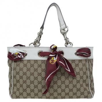 Pre Owned Gucci GG Canvas Positano Scarf Tote