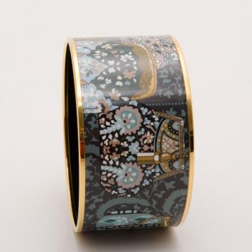 Pre Owned Hermes Painted Enamel Wide Gold Bangle