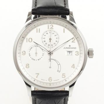 Pre Owned Junghans Arthur Attaché Power Reserve SS Leather Mens Wristwatch 40 MM