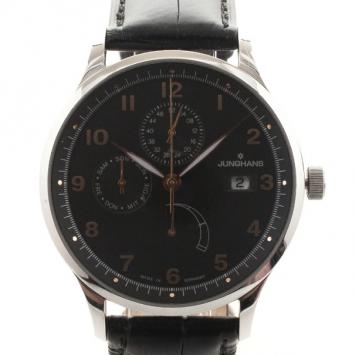 Pre Owned Junghans Arthur Attaché Power Reserve SS Leather Mens Wristwatch 40 MM