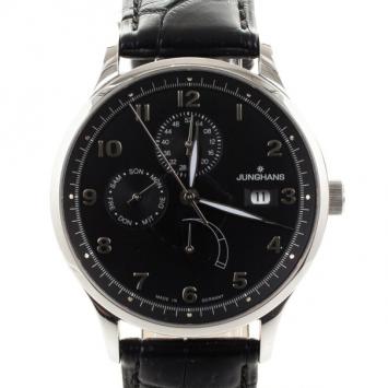 Pre Owned Junghans Arthur Attaché Power Reserve SS Leather Mens Wristwatch 40 MM
