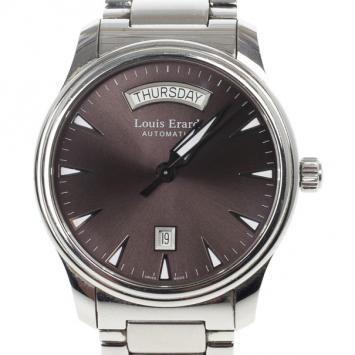 Pre Owned Louis Erard Heritage Day/Date Stainless Steel & Leather Mens Wristwatch 40 MM