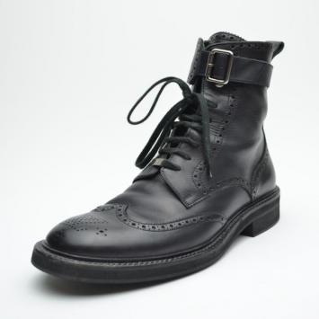 Pre Owned Louis Vuitton Black Leather Combat Boots Size 43