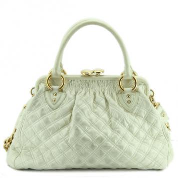 Pre Owned Marc Jacobs White Quilted Leather Stam Bag