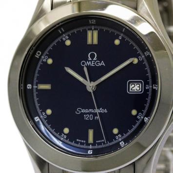 Pre Owned Omega Blue Stainless Steel Seamaster Men's Wristwatch 36MM