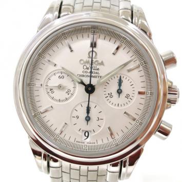 Pre Owned Omega De Ville Co-Axial Chronograph Wristwatch Silver Mens 