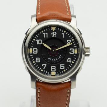 Pre Owned Perrelet Brown Leather Air Zermatt Black Mens Wristwatch