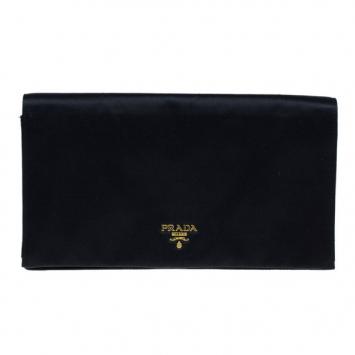 Pre Owned Prada Black Satin Clutch