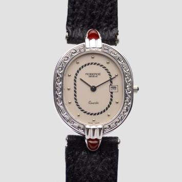 Pre Owned Robergé Andromede 18K White Gold/Leather Womens Wristwatch 33 MM