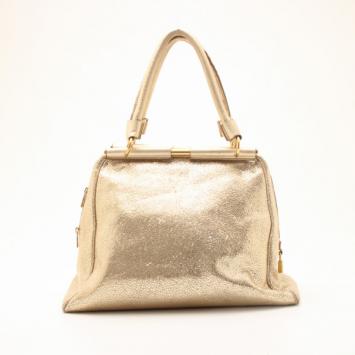 Pre Owned Yves Saint Laurent Metallic Gold Leather Rive Gauche Majorelle Bag