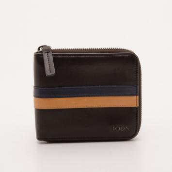 Pre Owned Tod's Navy Striped Wallet