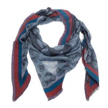 Pre Owned Alexander McQueen Unisex Modal Cashmere Skull Kefia