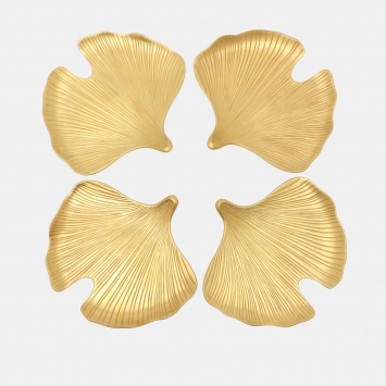 مملوكة مسبقًا Dior Porcelain Gold Tone Ginkgo Leaf Trinket Plate Sets 4