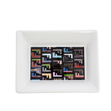 Pre Owned Fendi White Logo Print Porcelain Ashtray