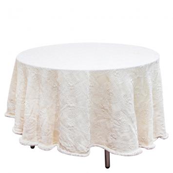 Pre Owned Gianni Versace Vintage Cream Medusa Pattern Round Table Cover