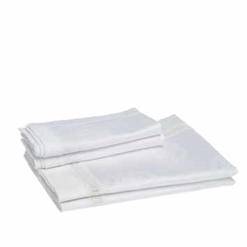 Pre Owned Gianni Versace Vintage White Medusa Pattern Placemat & Napkin Set