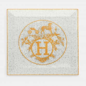 Pre Owned Hermès Porcelain White Mosaique au 24 No. 5 Square Plate