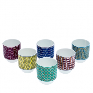 Pre Owned Hermes Multicolor Porcelain Tie Set Espresso Cups