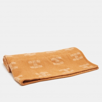 Pre Owned Hermes Orange Wool & Cashmere Throw Blanket