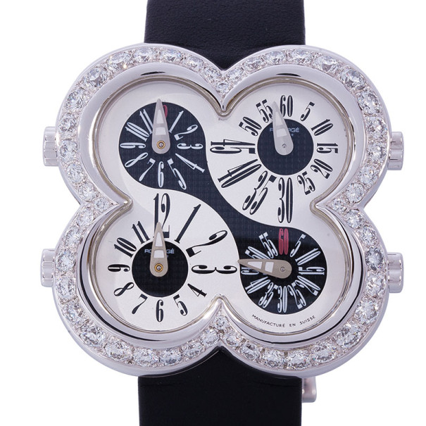 Roberge White and Black 18K White Gold Classic Unisex Wristwatch 40MM