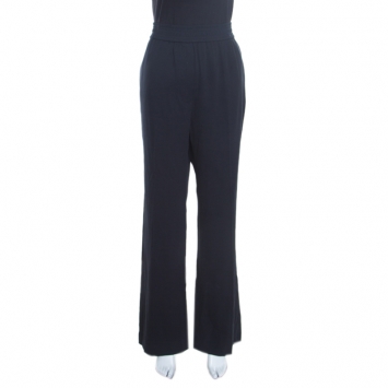 Pre Owned 3.1 Phillip Lim Midnight Black Crepe Elasticized Waist Straight Leg Pants L