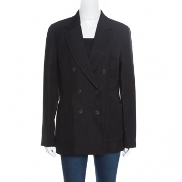 Pre Owned 3.1 Phillip Lim Black Jute and Silk Blend Double Breasted Blazer M