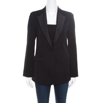 Pre Owned 3.1 Phillip Lim Black Wool Satin Lapel Detail Single Button Tuxedo Blazer XS
