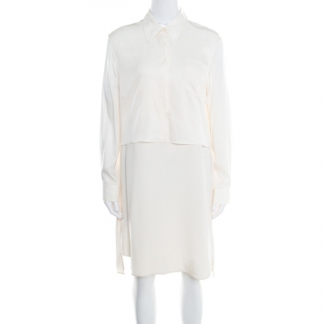 Pre Owned 3.1 Phillip Lim Cream Silk Faux Layered Shirt Dress M
