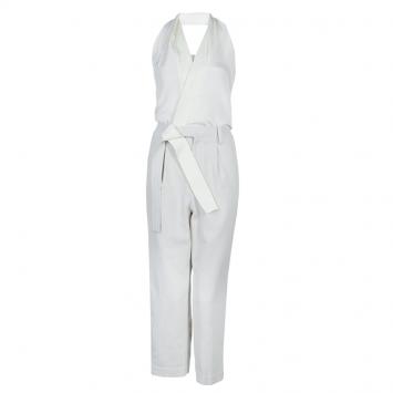 Pre Owned 3.1 Phillip Lim Cream and Beige Halter Crossback Jumpsuit XS