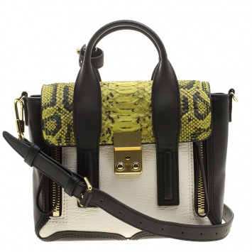 Pre Owned 3.1 Phillip Lim Multicolor Leather and Python Print Mini Pashli Satchel 