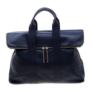 Pre Owned 3.1 Phillip Lim Navy Blue Leather 31 Hour Satchel