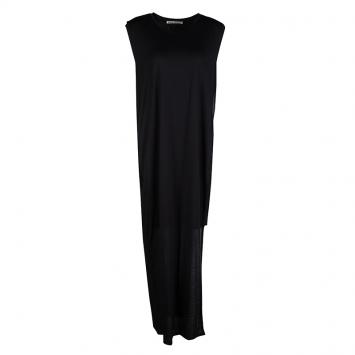 Pre Owned Acne Studios Black Tencel Jersey Asymmetric Ordelia Dress L