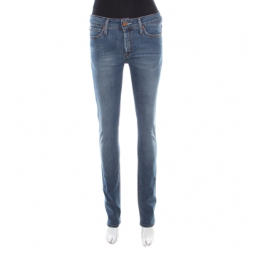 Pre Owned Acne Indigo Faded Effect Denim Stretch Slim Fit Jeans S