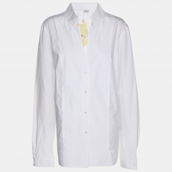 Agnona White Cotton Button Front Shirt L