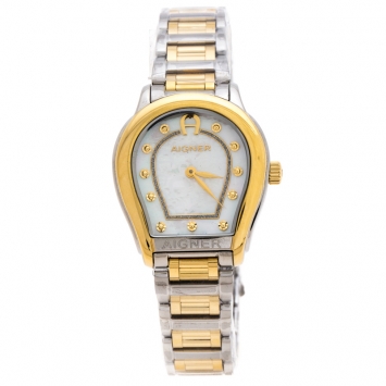 Pre Owned Aigner Mother of Pearl Two-Tone Stainless Steel Vicenza A111212 Women's Wristwatch 30 mm