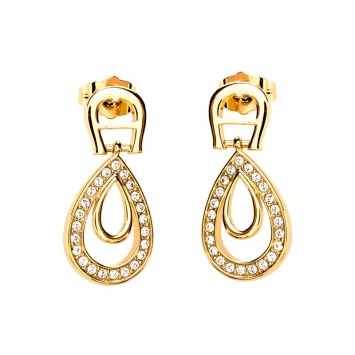 مملوكة مسبقًا Aigner Crystal Studded Gold Tone Drop Earrings