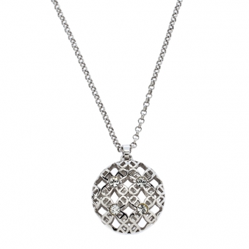 مملوكة مسبقًا Aigner Silver Plated Crystal Logo Pendant Necklace