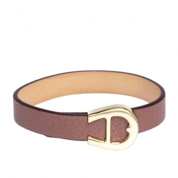 Pre Owned Aigner Dusty Rose Leather Gold Tone Bracelet