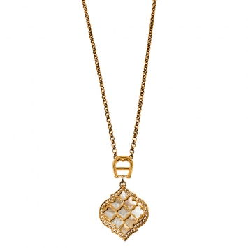 Pre Owned Aigner Mother Of Pearl and Crystal Cesena Necklace