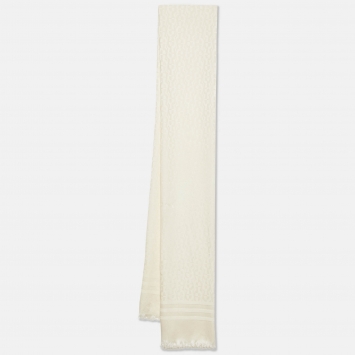 Pre Owned Aigner Cream Logo Jacquard Silk Stole 