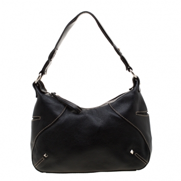 Pre Owned Aigner Black Leather Satchel 