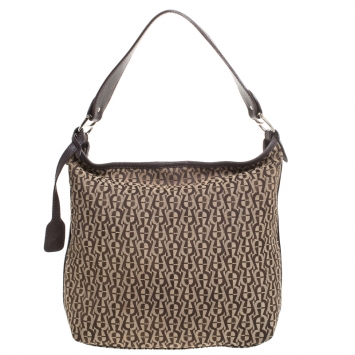 Pre Owned Aigner Brown Signature Canvas Hobo