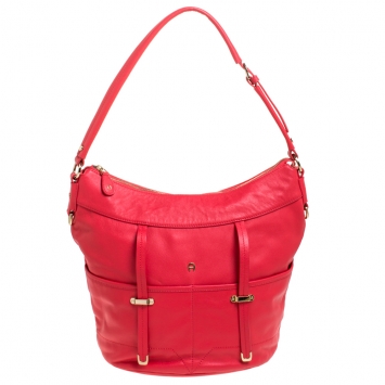 Pre Owned Aigner Red Leather Hobo