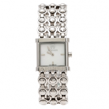 Pre Owned Aigner Mother of Pearl Stainless Steel Arezzo A20200 Women's Wristwatch 23 mm