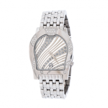 Pre Owned Aigner Silver Stainless Steel Diamonds Ravenna Nuovo A25400 Wristwatch 30 mm