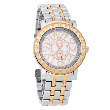 Pre Owned Aigner Silver Two-Tone Stainless Steel Cortina A26300 Women's Wristwatch 35 mm