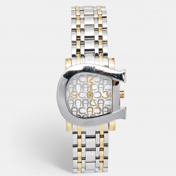 Pre Owned Aigner Mother of Pearl Two Tone Stainless Steel Genua Due A31600 Women's Wristwatch 31 mm