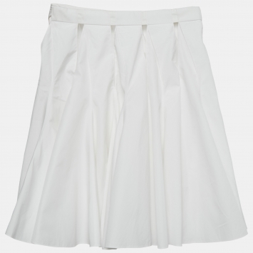 Pre Owned Alaia White Cotton Cut-Out Flared Mini Skirt S