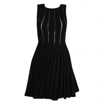 Pre Owned Alaia Black Cutout Detail Knit Sleeveless Fit and Flare Dress S