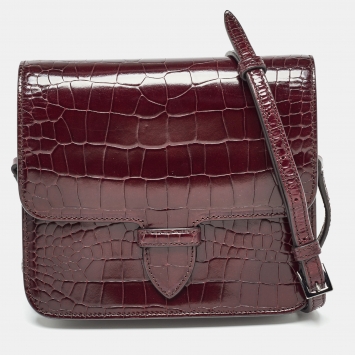Pre Owned Alaia Burgundy Embossed Leather Crossbody Bag